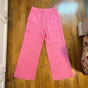 Linen Pink Wide-Leg Pants
